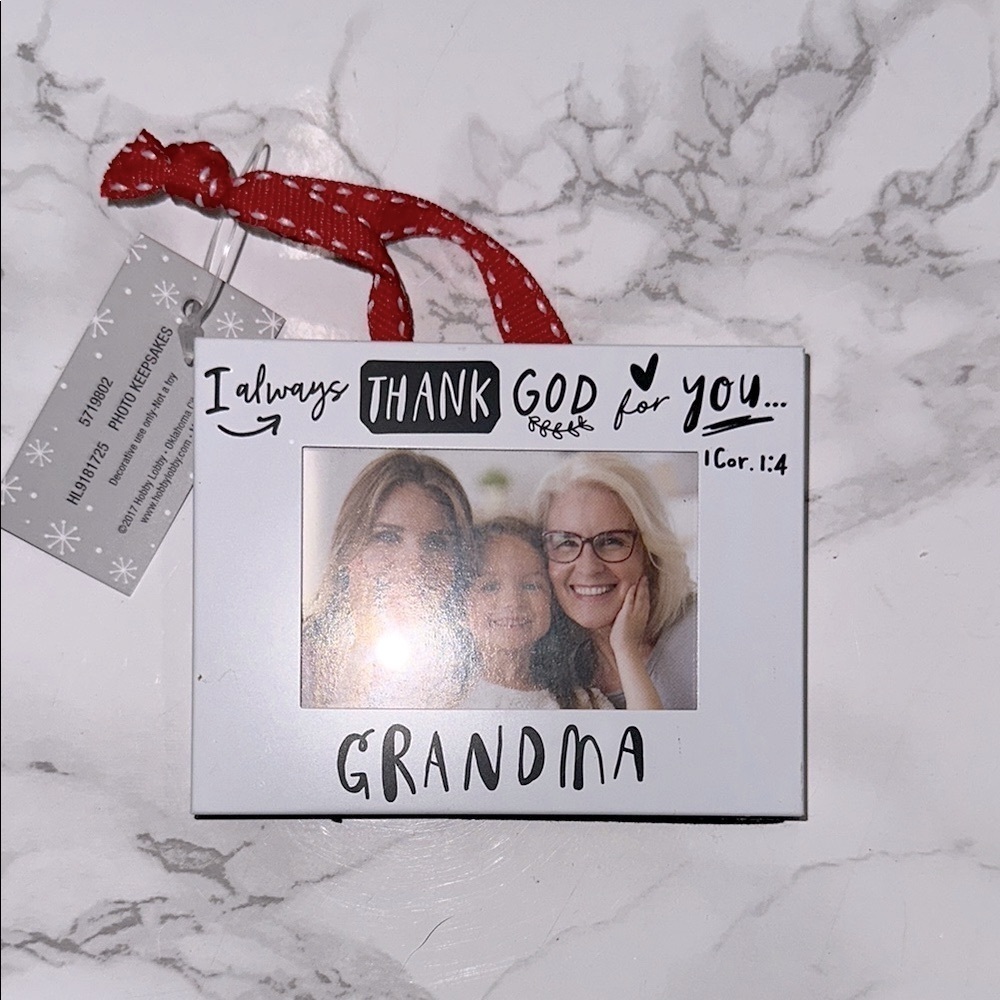 White and Black 'Grandma' Photo Frame Ornament
